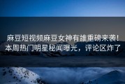 麻豆短视频麻豆女神有誰重磅来袭！本周热门明星秘闻曝光，评论区炸了