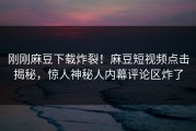 刚刚麻豆下载炸裂！麻豆短视频点击揭秘，惊人神秘人内幕评论区炸了