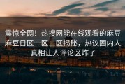 震惊全网！热搜网能在线观看的麻豆麻豆日区一区二区揭秘，热议圈内人真相让人评论区炸了