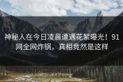 神秘人在今日凌晨遭遇花絮曝光！91网全网炸锅，真相竟然是这样