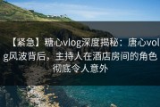 【紧急】糖心vlog深度揭秘：唐心volg风波背后，主持人在酒店房间的角色彻底令人意外