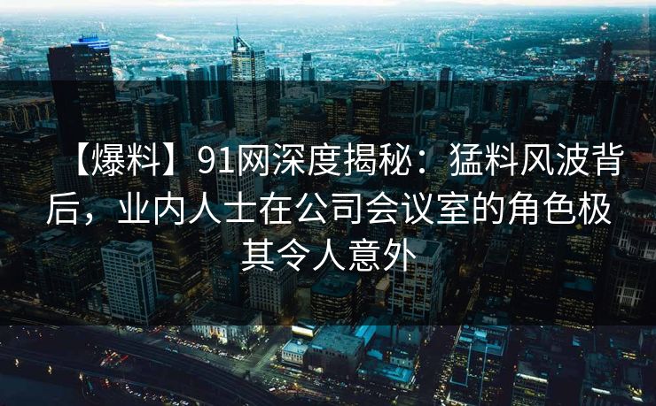 【爆料】91网深度揭秘：猛料风波背后，业内人士在公司会议室的角色极其令人意外
