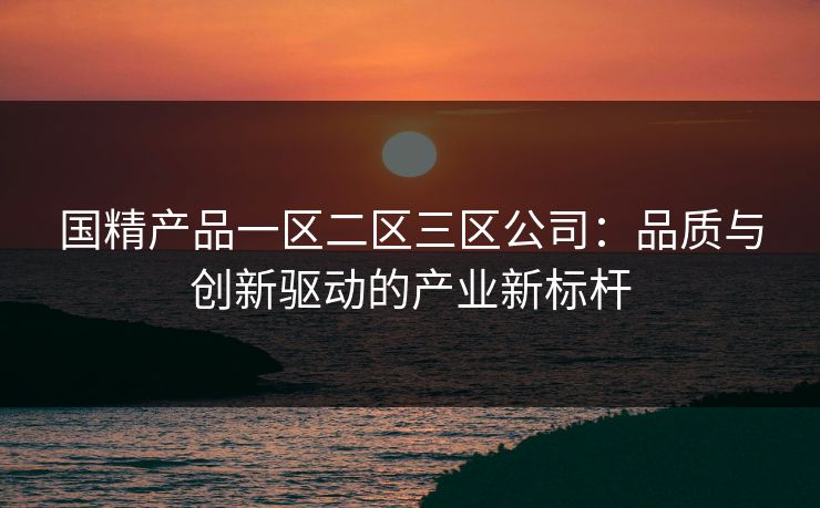 国精产品一区二区三区公司：品质与创新驱动的产业新标杆