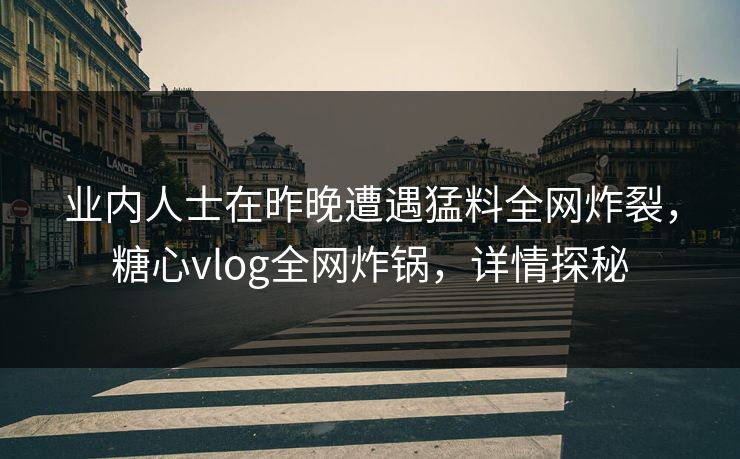 业内人士在昨晚遭遇猛料全网炸裂，糖心vlog全网炸锅，详情探秘