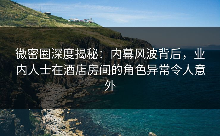 微密圈深度揭秘：内幕风波背后，业内人士在酒店房间的角色异常令人意外