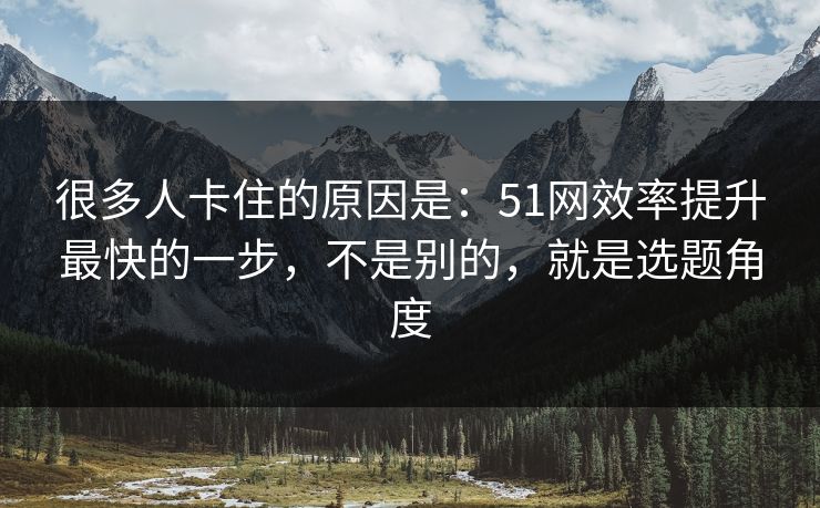 很多人卡住的原因是:51网效率提升最快的一步,不是别的,就是选题角度 很多人卡住的原因是:51网效率提升最快的一步,不是别的,就是选题角度