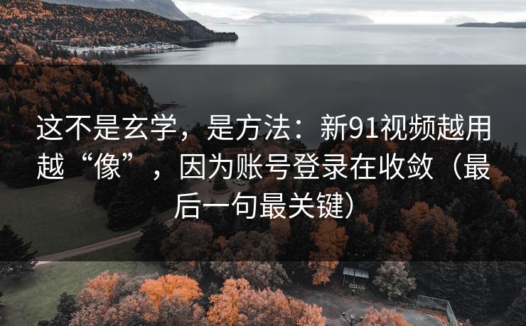 这不是玄学，是方法：新91视频越用越“像”，因为账号登录在收敛（最后一句最关键）